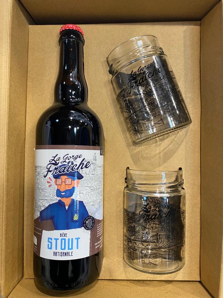 Coffret Bière Stout 75cl + 2 verres